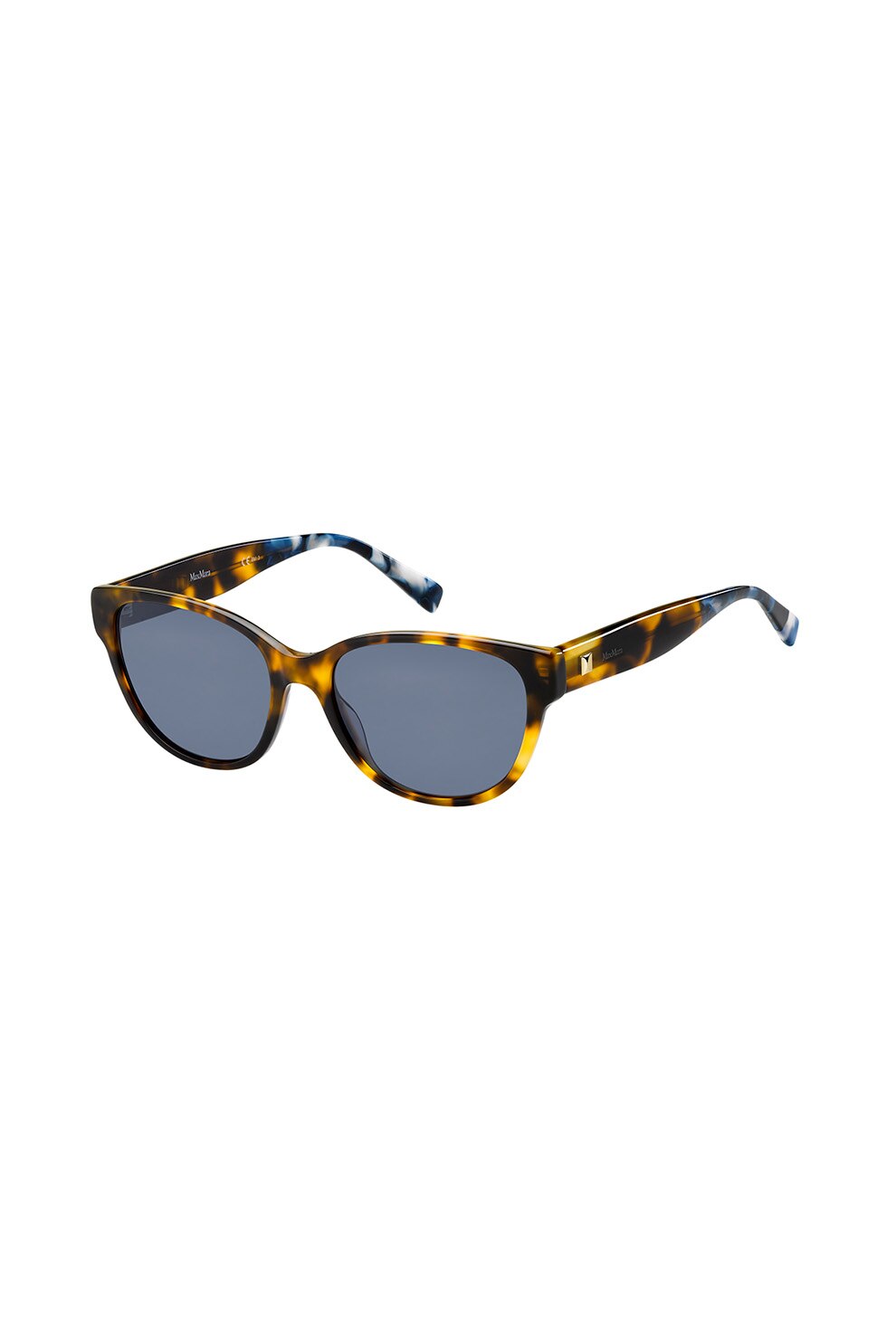 Max Mara, Ochelari de soare cu rama cu model tortoise, Oranj/Albastru/Negru, 55-18-145 Standard