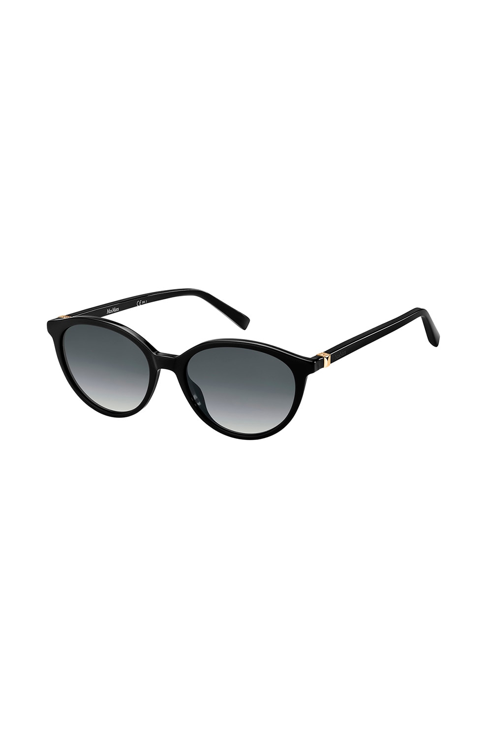 Max Mara, Ochelari de soare pantos cu accente metalice discrete, Negru, 52-17-145 Standard