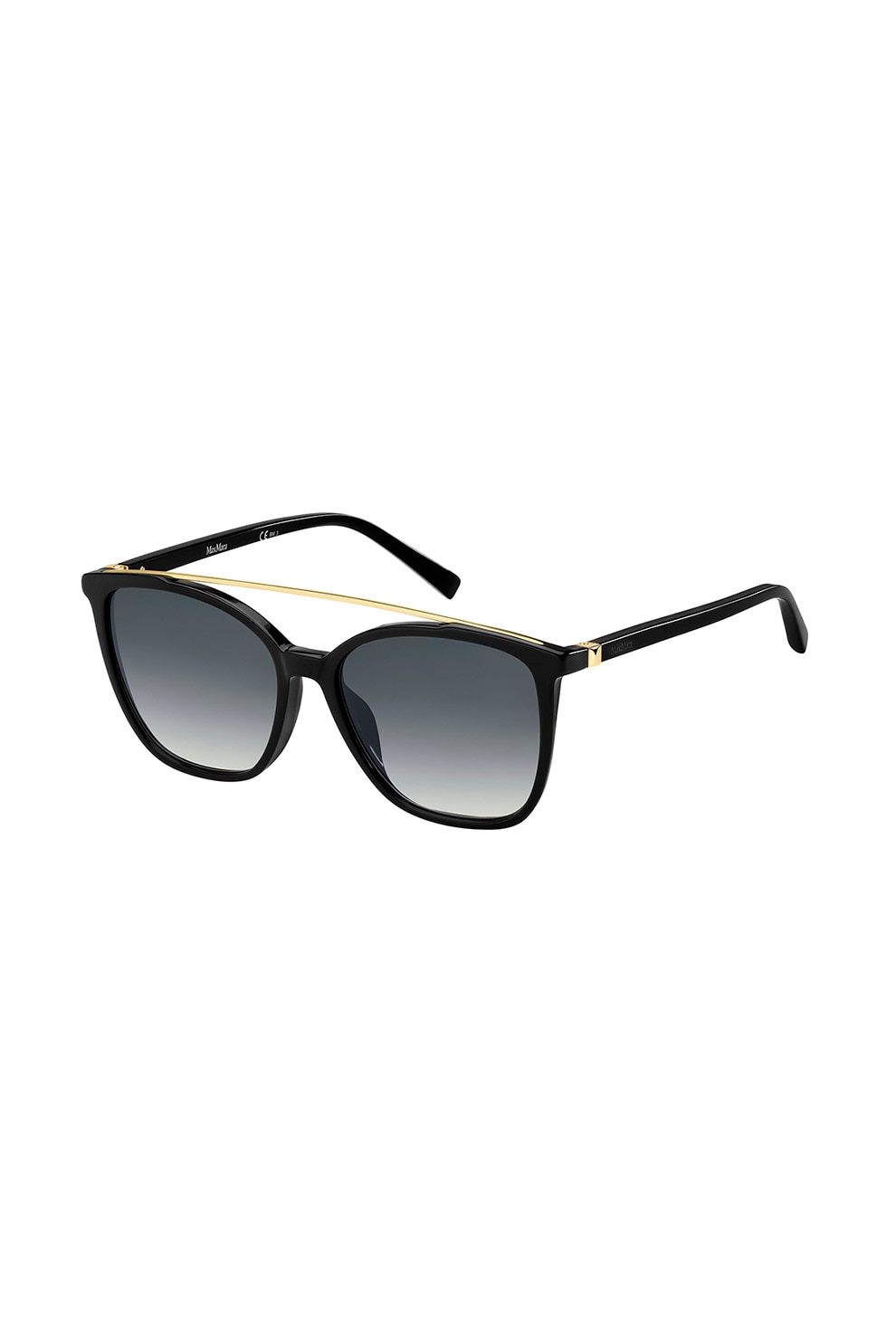 Max Mara, Ochelari de soare patrati supradimensionati cu accent metalic, Negru, 55-16-145 Standard