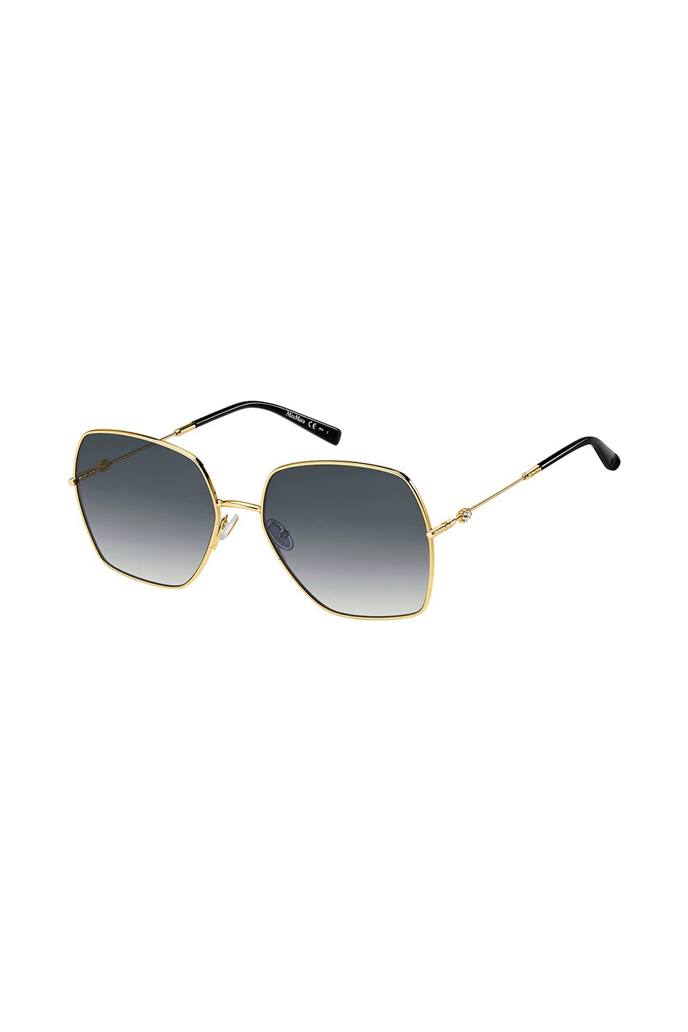Max Mara, Ochelari de soare dreptunghiulari, Auriu/bleumarin inchis, 59-17-140 Standard