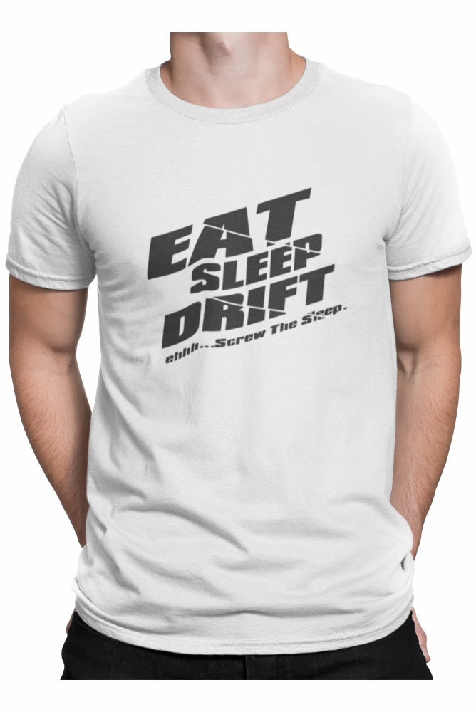 Tricou personalizat, auto, eat sleep drift, Alb, Alb