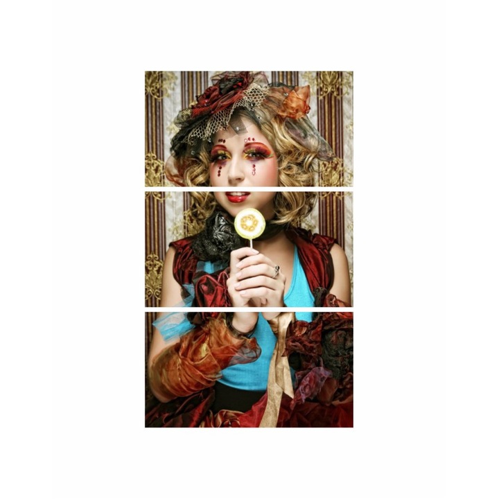 Tablou multicanvas 3 piese 90x150 cm, model Portret fata 45