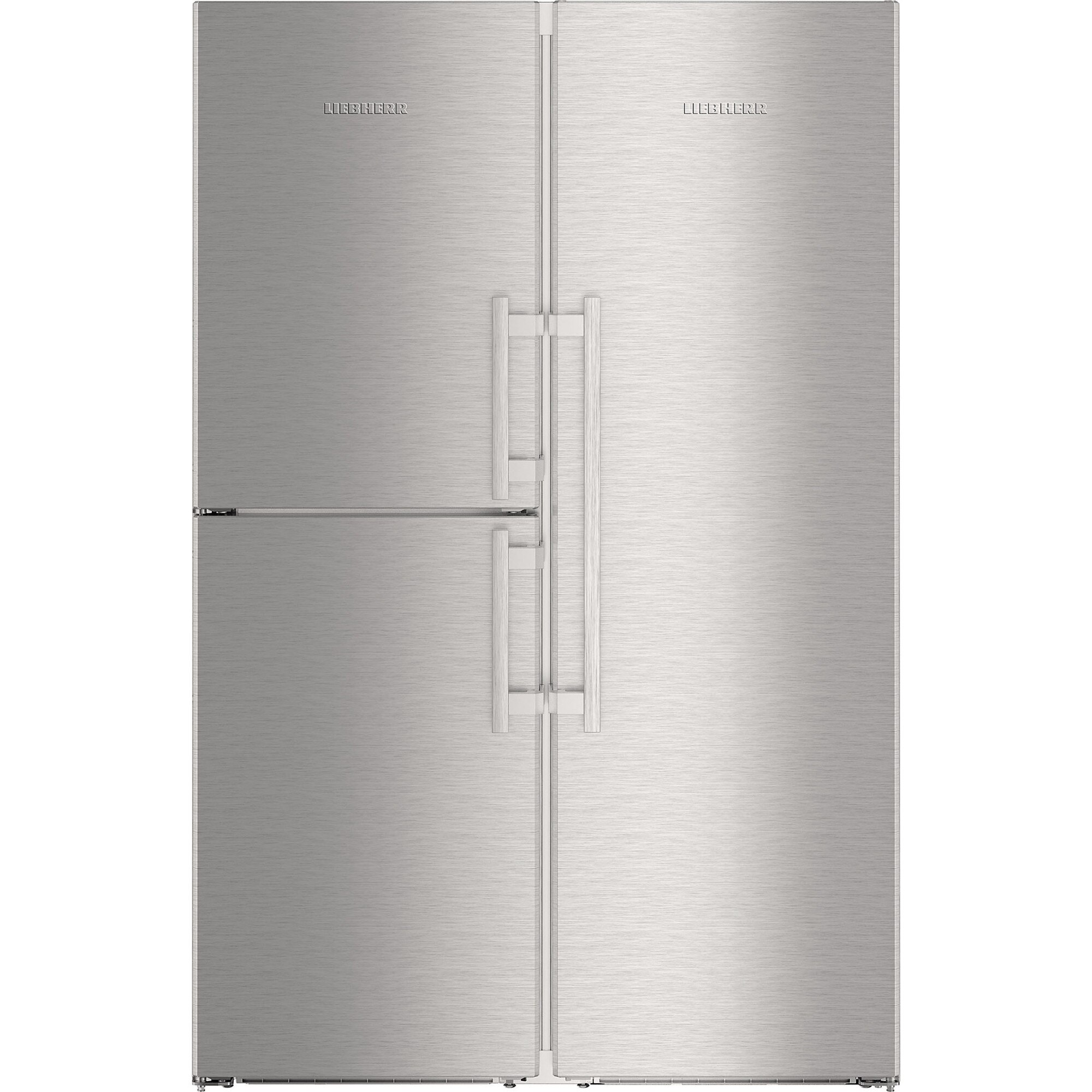 Side by side Liebherr SBSes 8483, 688 L, No Frost, BioFresh, Biocool, Display, Touch control, SuperCool, Functie vacanta, IceMaker, Raft sticle, Clasa D, H 185 cm, Inox
