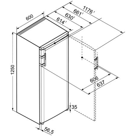 Frigider cu 1 usa Liebherr K 2630, 248 L, Static, Control electronic, Display, Raft sticle, H 125 cm, Clasa A++, Alb