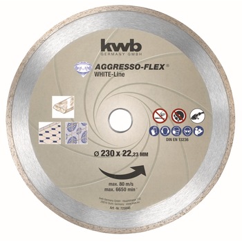 Disc diamantat KWB continuu AGGRESSO-FLEX® WHITE-LINE, 230x22 mm Disc diamantat KWB continuu AGGRESSO-FLEX® WHITE-LINE, 230x22 mm