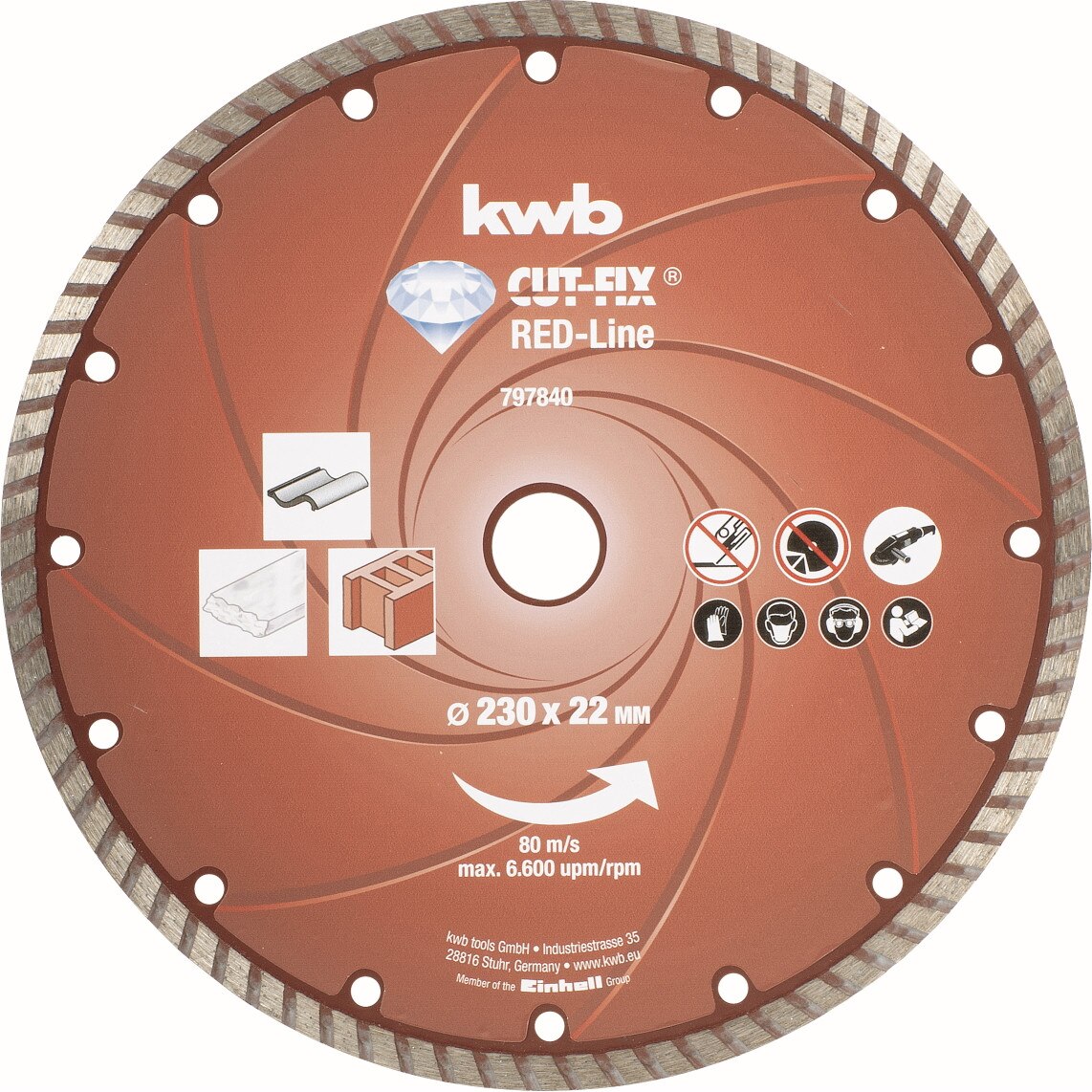 Disc diamantat KWB Turbo CUT-FIX® RED-LINE, 230x22 mm