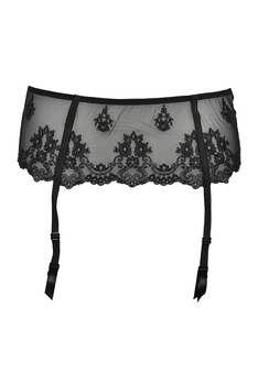 Portjartier din dantela si triplu voal cu model floral, Intimamoda, Negru Portjartier din dantela si triplu voal cu model floral, Intimamoda, Negru
