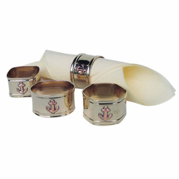 Set suporturi servetele Sea Club,4 bucati, alama, D 4cm
