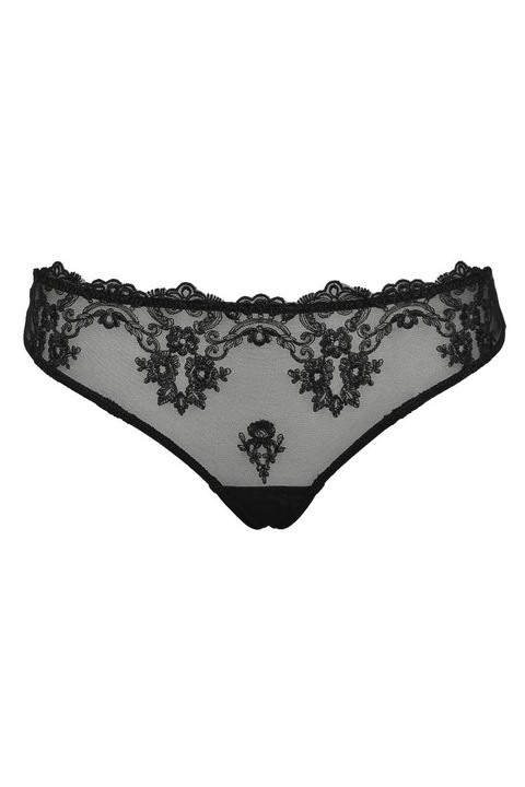Chiloti din dantela si triplu voal elastic, model brazilian, Intimamoda Glam 1947, Negru