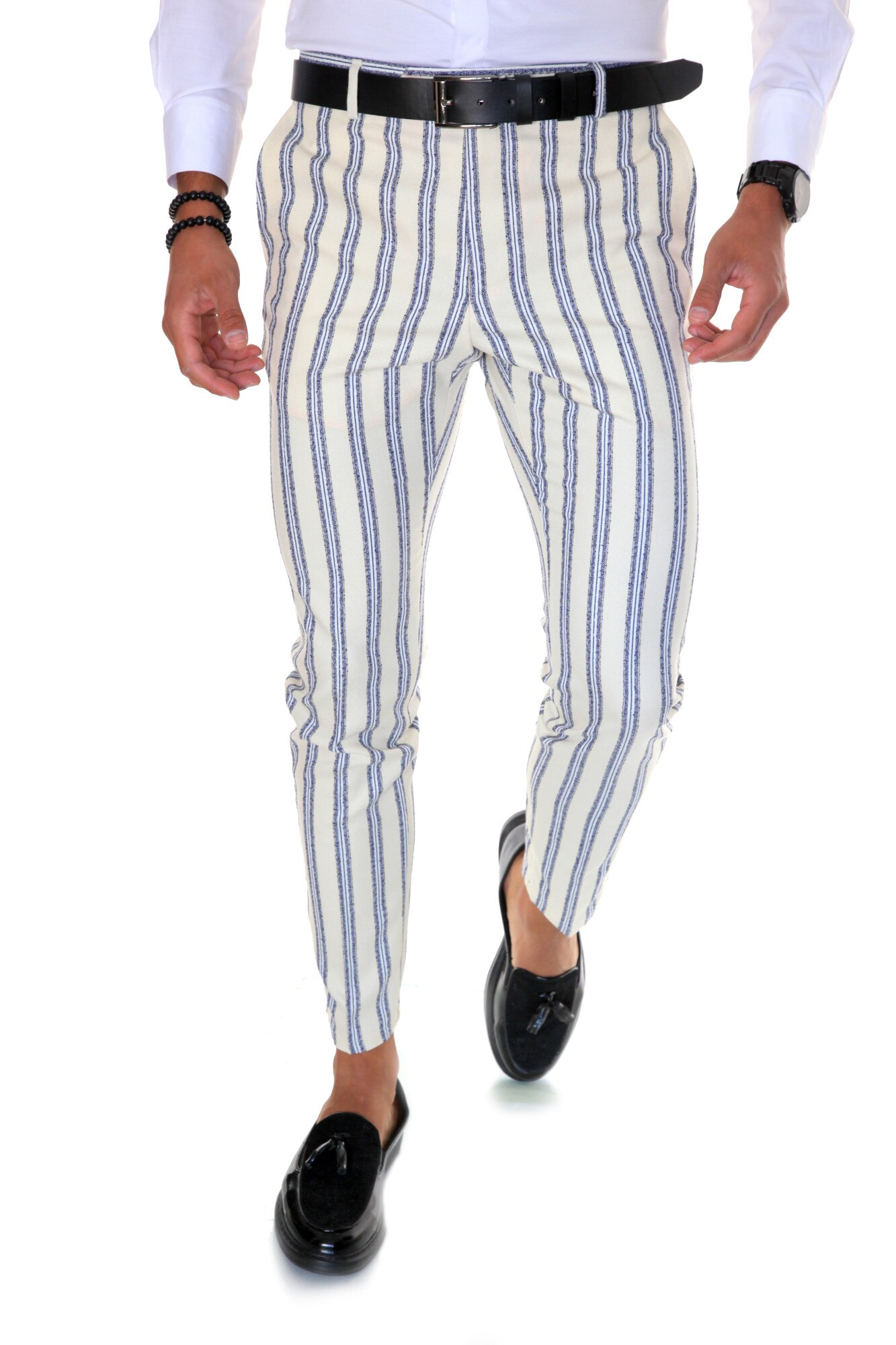 Pantaloni eleganti B1594, pentru barbati, slim fit, bej, 32