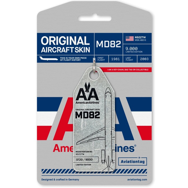 Breloc Aviationtag American Airlines - MD82 - N922TW