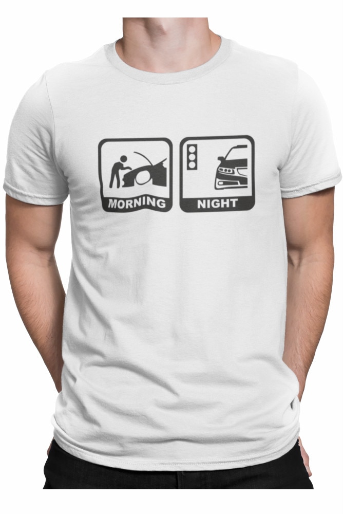 Tricou personalizat, auto, morning night, Alb, Alb