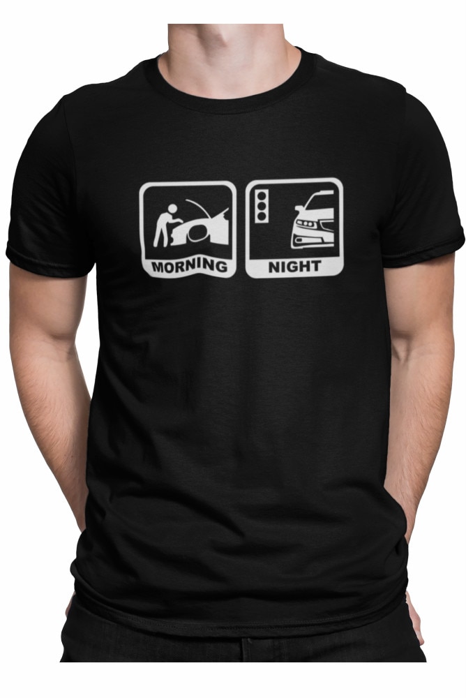 Tricou personalizat, auto, morning night, Negru, Negru
