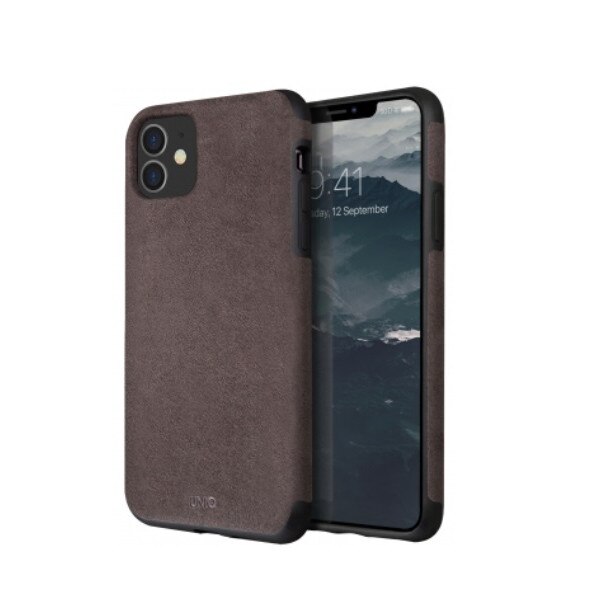 Husa de protectie Uniq pentru Apple IPhone 11, Piele, Sueve, Gri