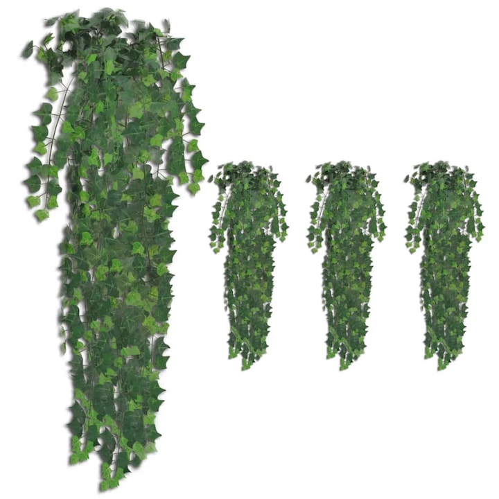 Изкуствени храсти бръшлян vidaXL, 4 бр, зелени, 90 см
