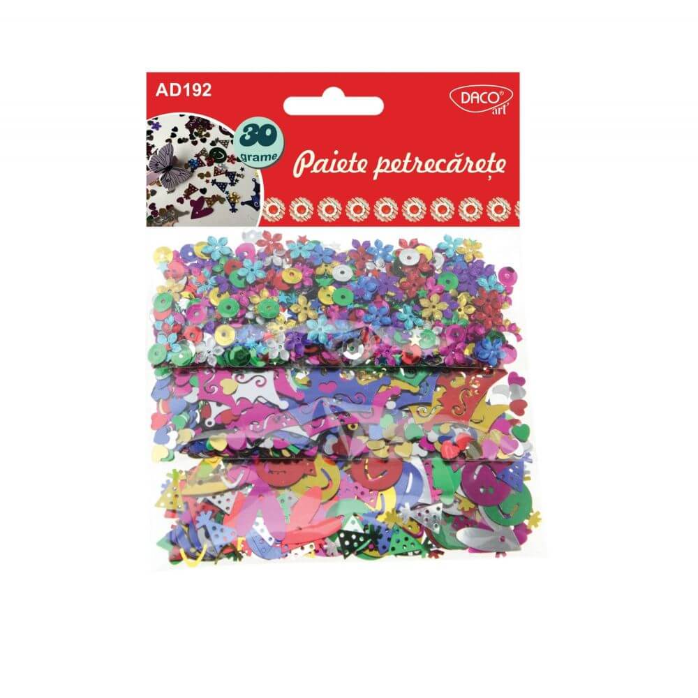 Paiete Petrecarete DACO, Dimensiuni Variabile, Cantitate 30 g, Multicolor, Accesorii Craft