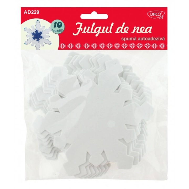 Forme Spuma Autoadeziva DACO, 14.5 cm, 10 Buc/Set, Model Fulg de Nea, Culoare Alba