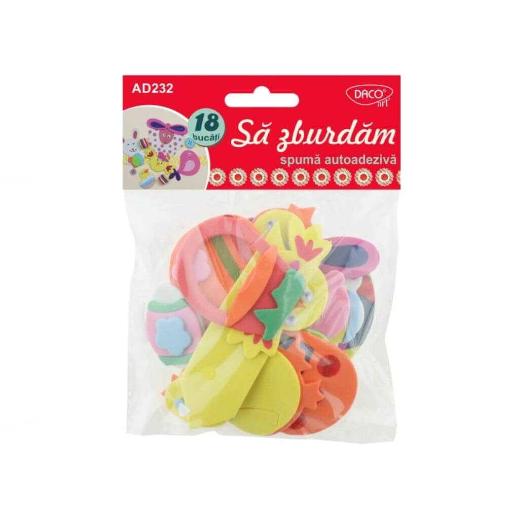 Forme Spuma Autoadeziva DACO, 4.5x5.5 cm, 18 Buc/Set, Model Sa Zburam, Multicolor