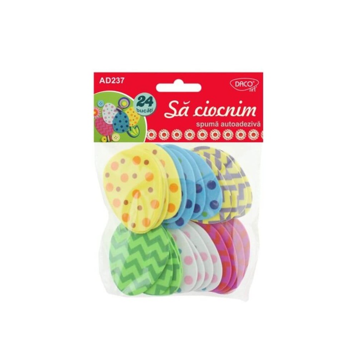 Spuma Autoadeziva DACO, 24 Buc/Set, Model Sa Ciocnim, Multicolor, Accesorii Craft, Oua Decorative cu Adeziv
