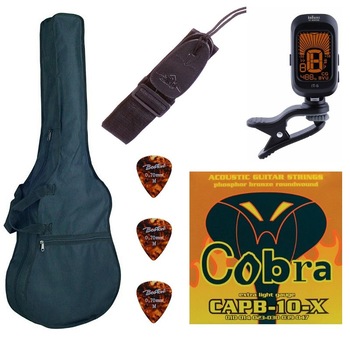 Set accesorii chitara acustica SETAC1 husa curea pene acordor corzi Set accesorii chitara acustica SETAC1 husa curea pene acordor corzi