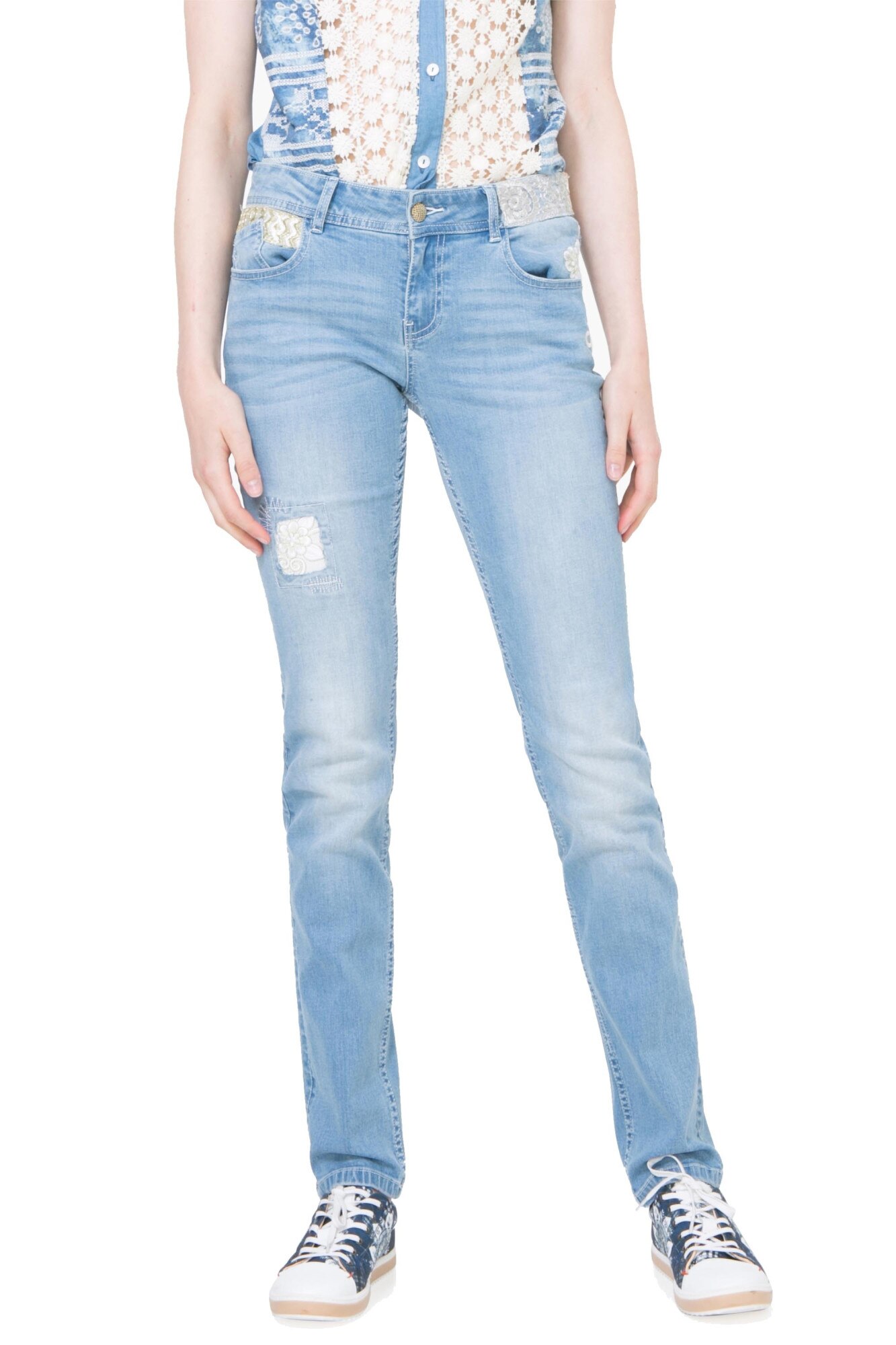 Blugi, Desigual 72D2JF1, Albastru melange