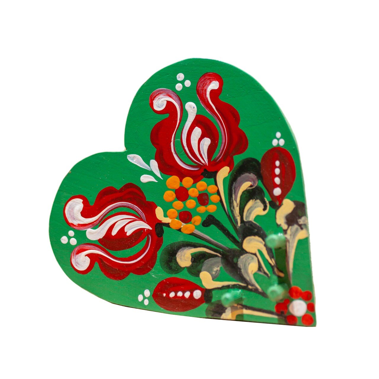 Cuier pictat, Gifty, MS-053, model floral, Verde, 15cm