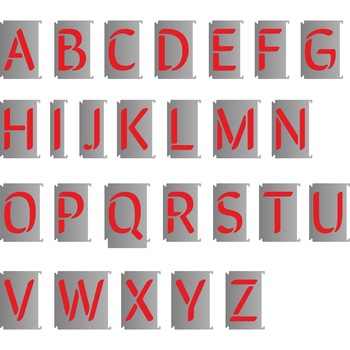 Set sabloane vopsire din metal, font MSL23 50mm, 50 cm, litere, 26 piese Set sabloane vopsire din metal, font MSL23 50mm, 50 cm, litere, 26 piese