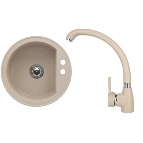 Set bucatarie ,chiuveta 1 cuva + baterie SAND4A, bej,Casablanca