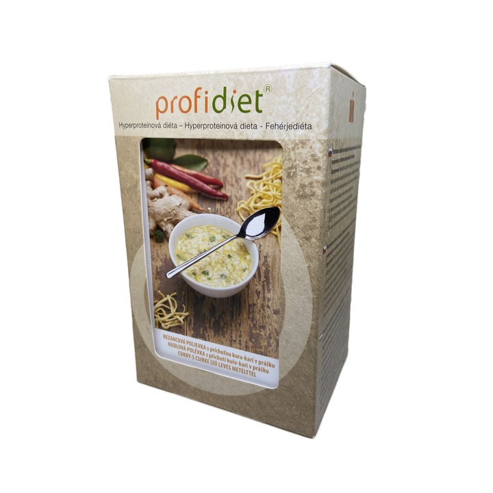 Profidiet, Csirkés-currys tésztaleves- instant leves, 185 g, 5 tasak, Fehérjediéta