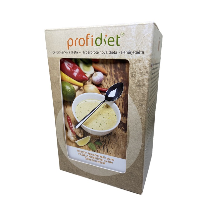 Profidiet, Curry-s zöldségleves- instant leves, 178.5g, 7 tasak, Fehérjediéta