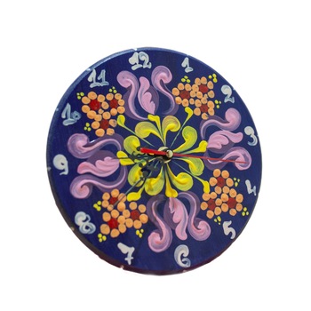Ceas pictat, Gifty, MS-051, model floral, Violet, Diametru 15cm Ceas pictat, Gifty, MS-051, model floral, Violet, Diametru 15cm