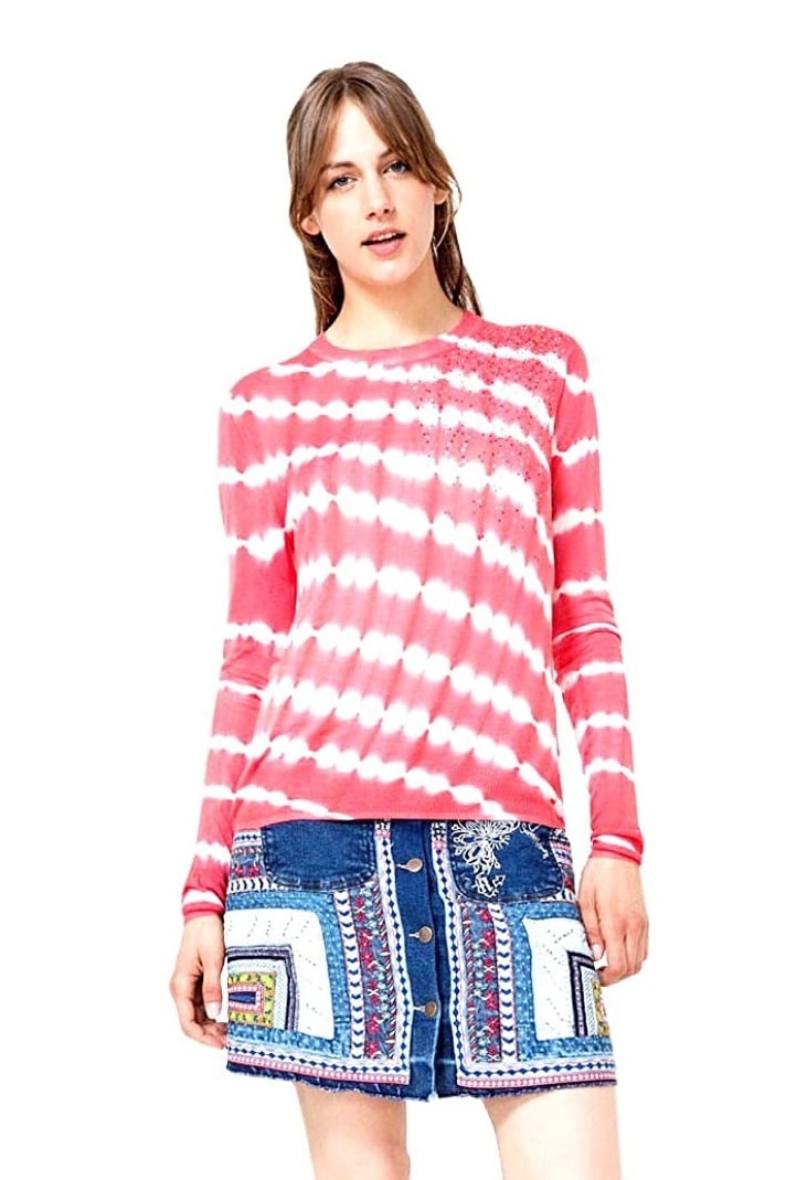 Bluza, Desigual 72J2WN7, Alb/Roz