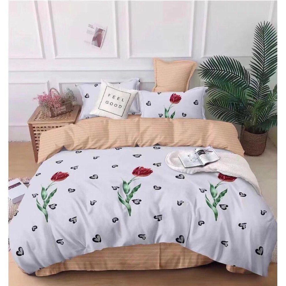 Set pentru pat din finet gros, 6 piese, JOJO HOME,cu doua fete,Lalele