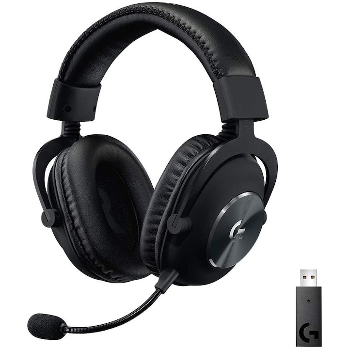 Logitech G PRO X Vezeték nélküli gaming fejhallgató, 7.1 surround, 2.4GHz LightSpeed, BLUE VO!CE funkció, Fekete