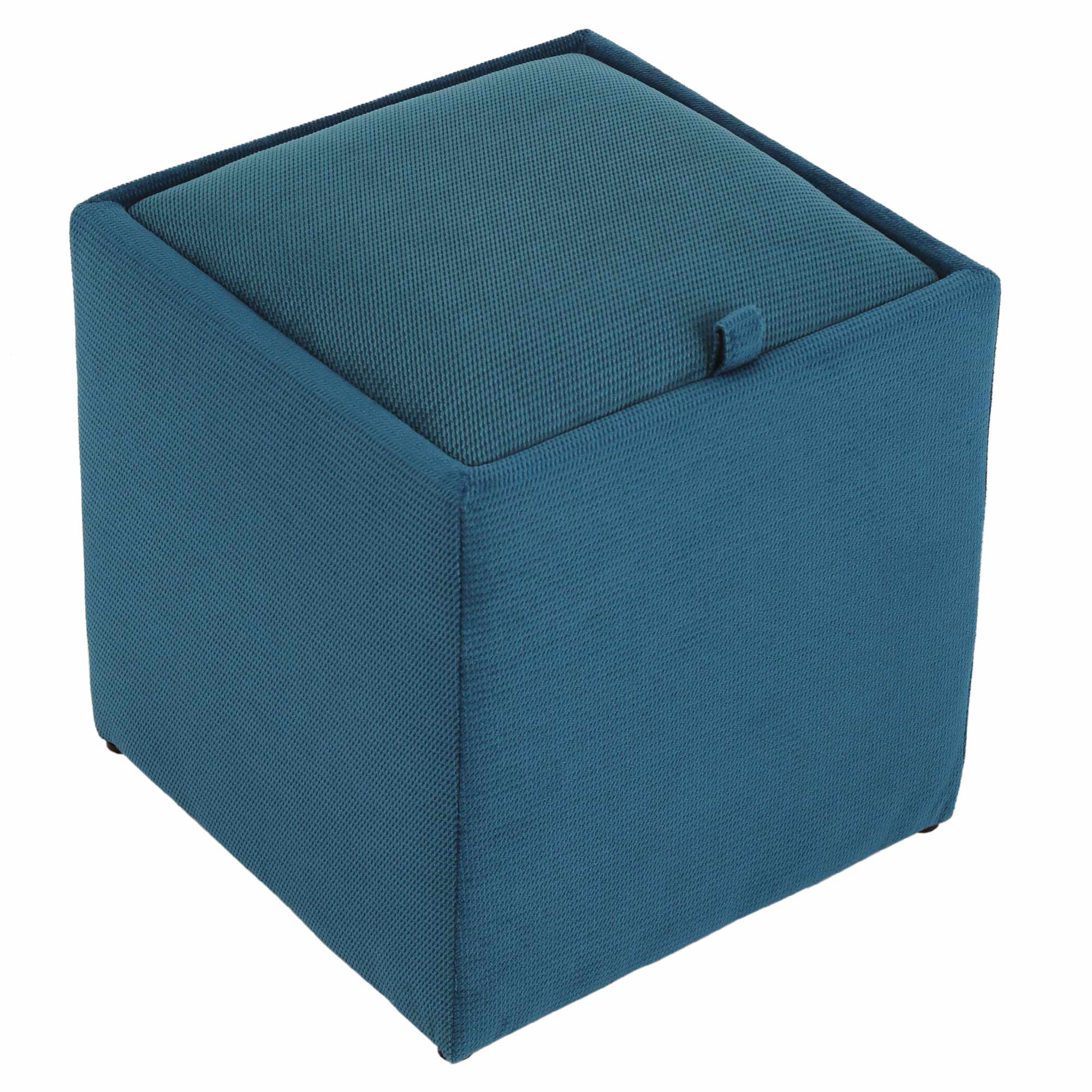 Taburet Box, stofa Diamond Turcoaz 37x37x41