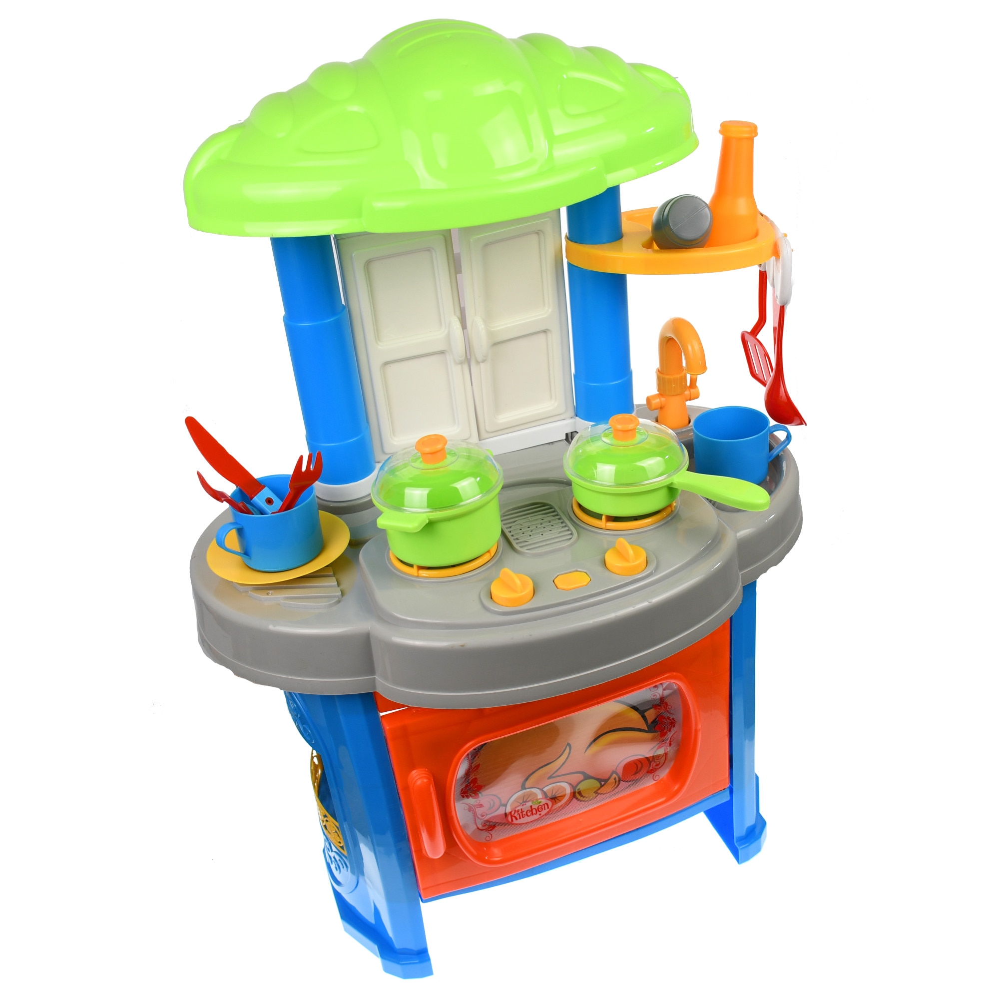 Set Bucatarie de jucarie cu ustensile, recipiente, sunete si lumini pentru copii - 1989