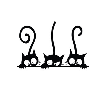 Sticker Autocolant Decorativ Perete Pisici Negre, 45x30 cm, Negru, Oracal Sticker Autocolant Decorativ Perete Pisici Negre, 45x30 cm, Negru, Oracal