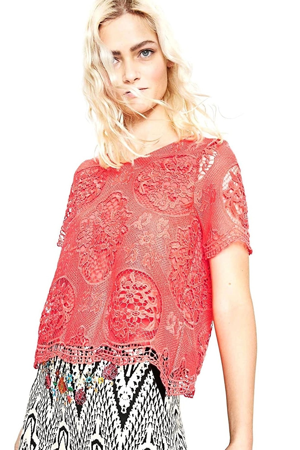 Tricou, Desigual 73B2YK3, Roz