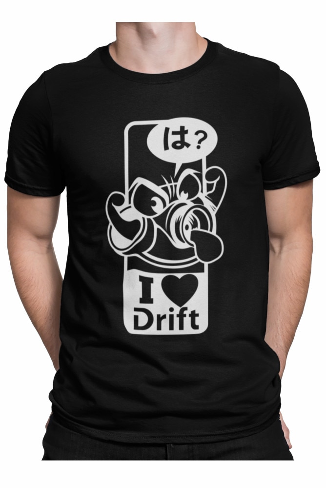 Tricou personalizat, auto, I love drift, Negru, Negru