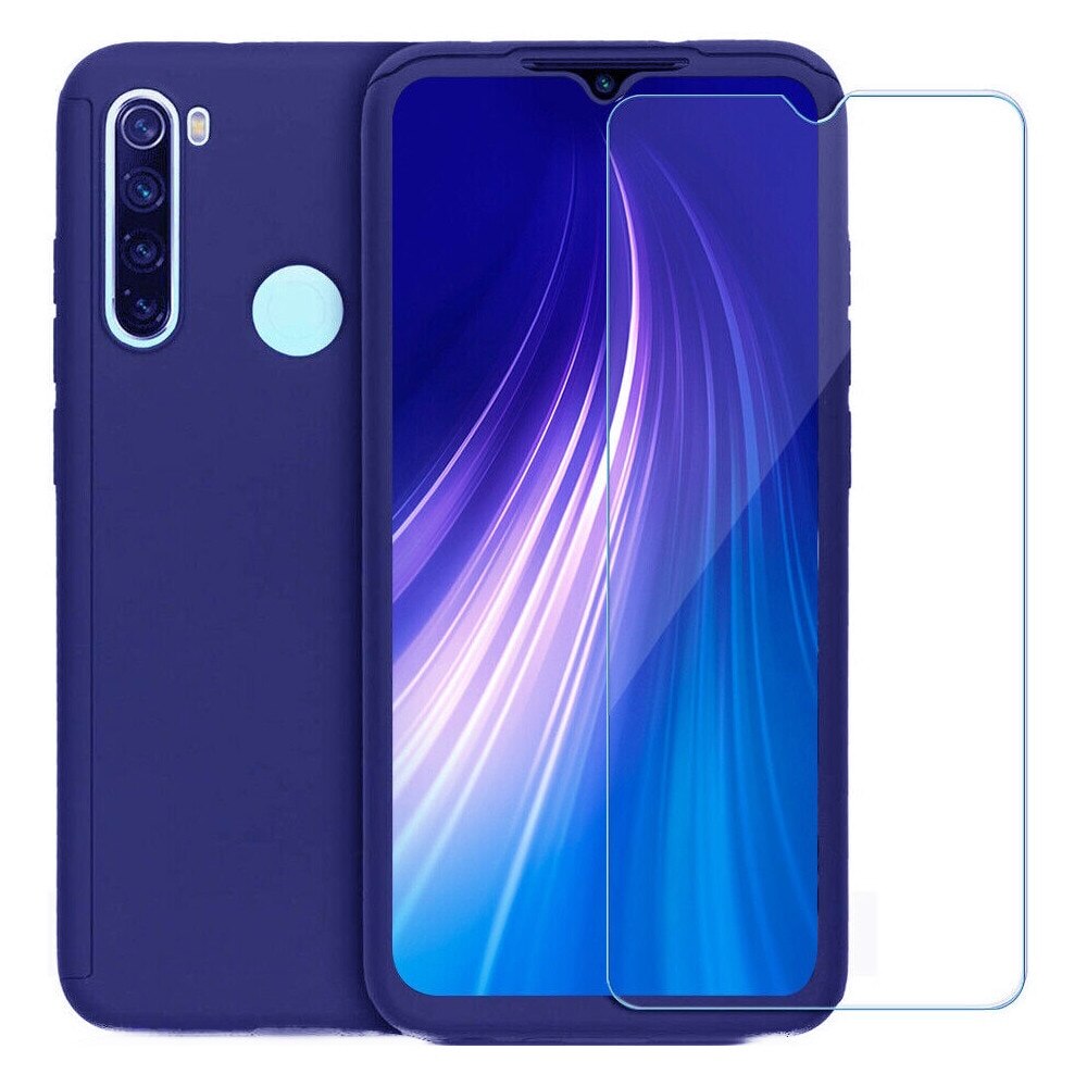 Husa Full Cover 360° (fata + spate + folie sticla) pentru Xiaomi Redmi Note 8T, Albastru