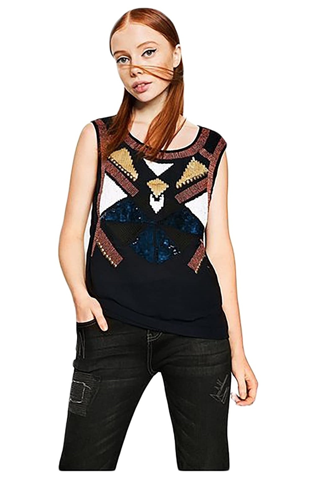 Tricou, Desigual 71B2GD7, Negru