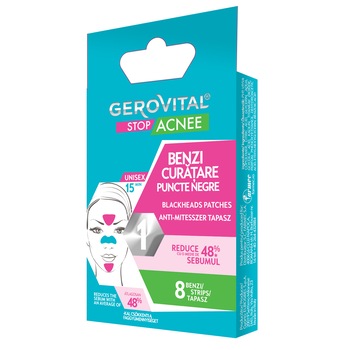 Benzi curatare puncte negre Gerovital Stop Acnee, 8 buc Benzi curatare puncte negre Gerovital Stop Acnee, 8 buc