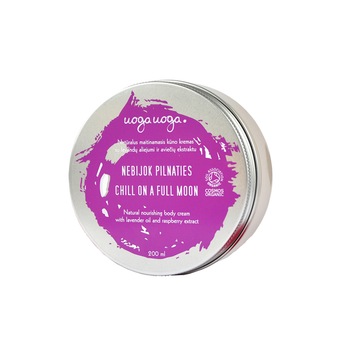 Crema de corp hranitoare bio, vegana cu ulei de lavanda si extract de zmeura Chill on a Full Moon, Uoga Uoga, 200 ml Crema de corp hranitoare bio, vegana cu ulei de lavanda si extract de zmeura Chill on a Full Moon, Uoga Uoga, 200 ml