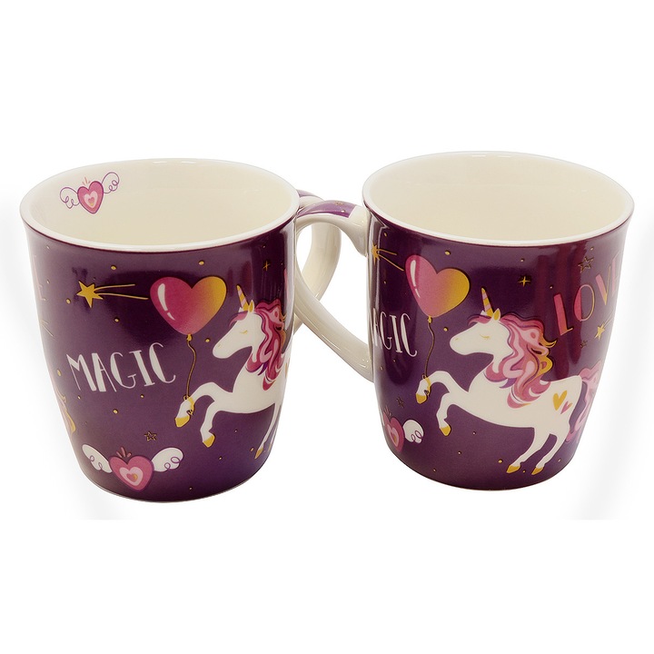 Set 2 cani - Dans Coffret - Curly, Portelan, 325 ml, Multicolor