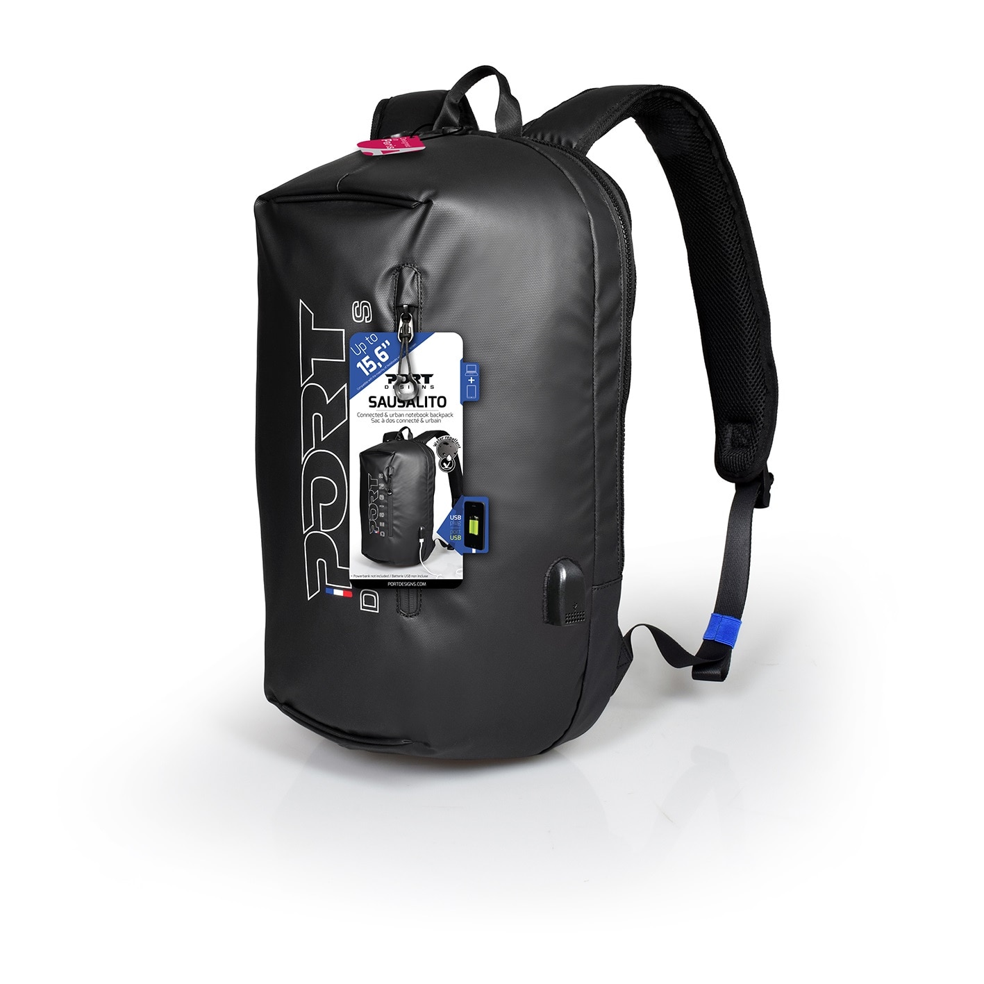 Rucsac laptop Anti-Furt Port Designs Sausalito cu port USB extern, Impermeabil, 13-15.6inch, Negru