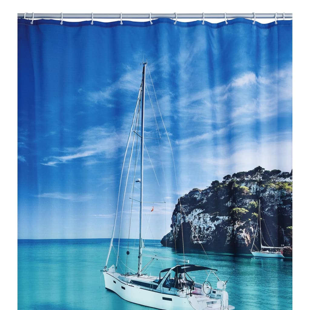 Perdea de dus RIDDER, Poliester, Sail boat, 180 x 200 cm, Gri