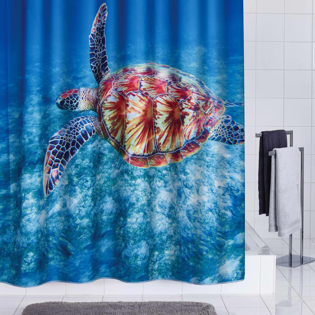 Perdea de dus cu imprimeu broasca testoasa RIDDER, Poliester, 180 x 200 cm Multicolour