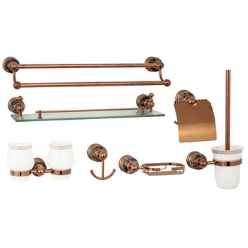 Set sapte piese , accesorii baie , Jade rose-gold TRENDY'S Set sapte piese , accesorii baie , Jade rose-gold TRENDY'S