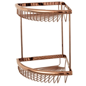 Etajera baie TRENDY'S dubla , montare pe colt ,rose-gold Etajera baie TRENDY'S dubla , montare pe colt ,rose-gold