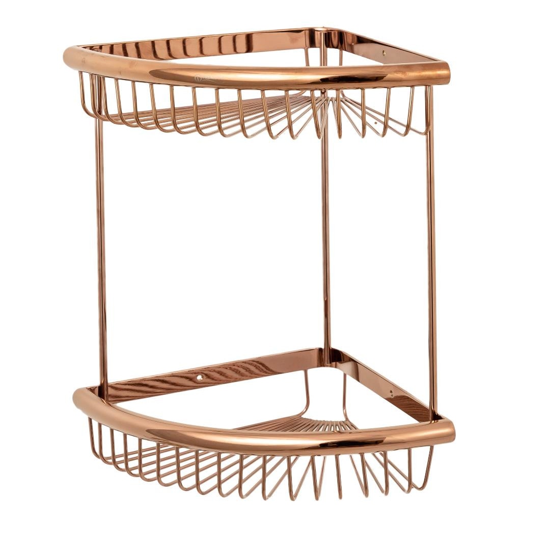 Etajera baie TRENDY'S dubla , montare pe colt , rose